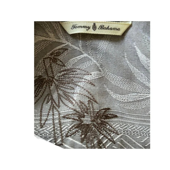 Tommy Bahama Hawaiian Camp Men’s Large 100% Silk 3D Knit Palm Leaves Gray NWOT - Picture 3 of 4